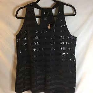 NWT Carole Little Women's Black Sequined Top XL